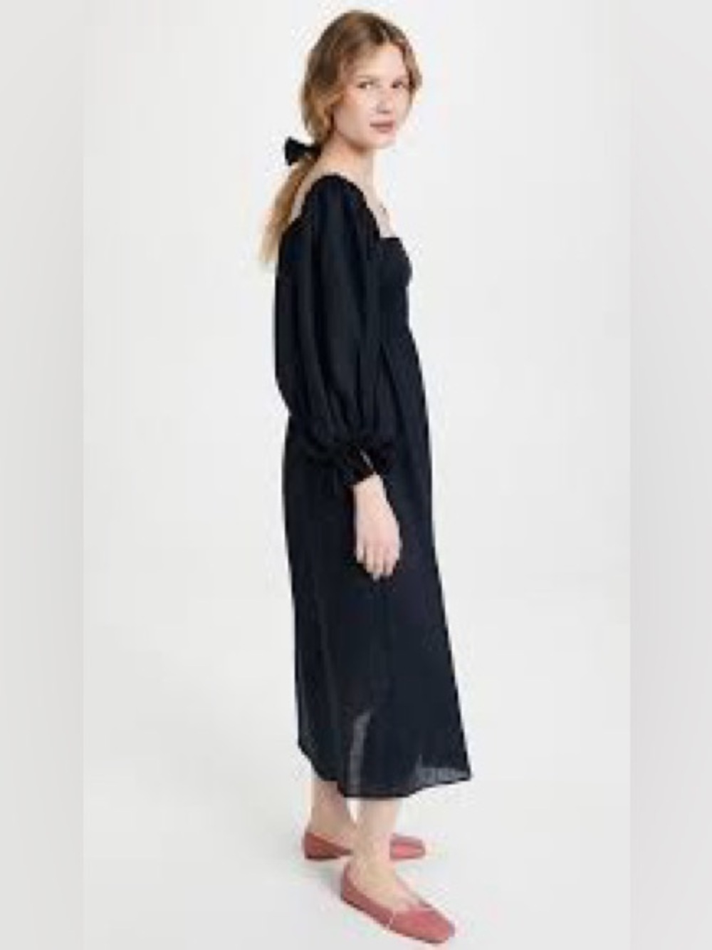 Sleeper Atlanta Linen Smocked Dress NWT XL Navy